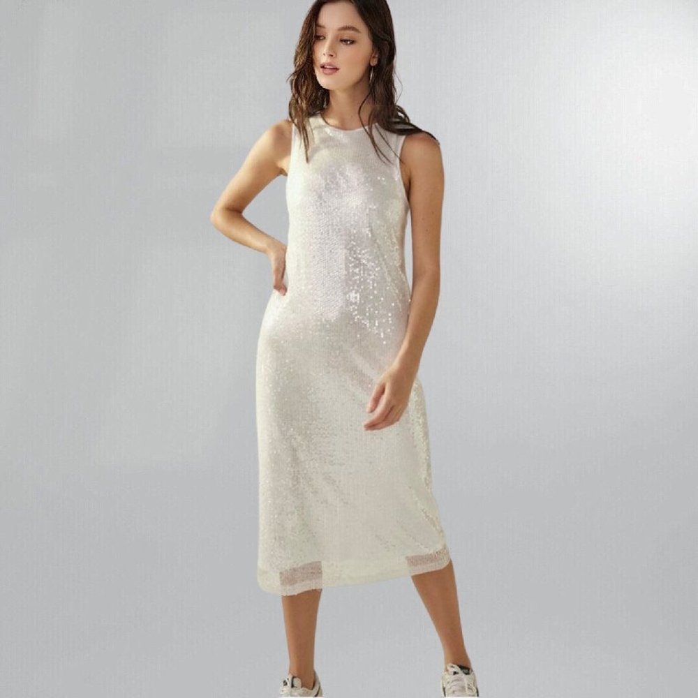 Sleeveless Sequin Sheath Midi Dress
